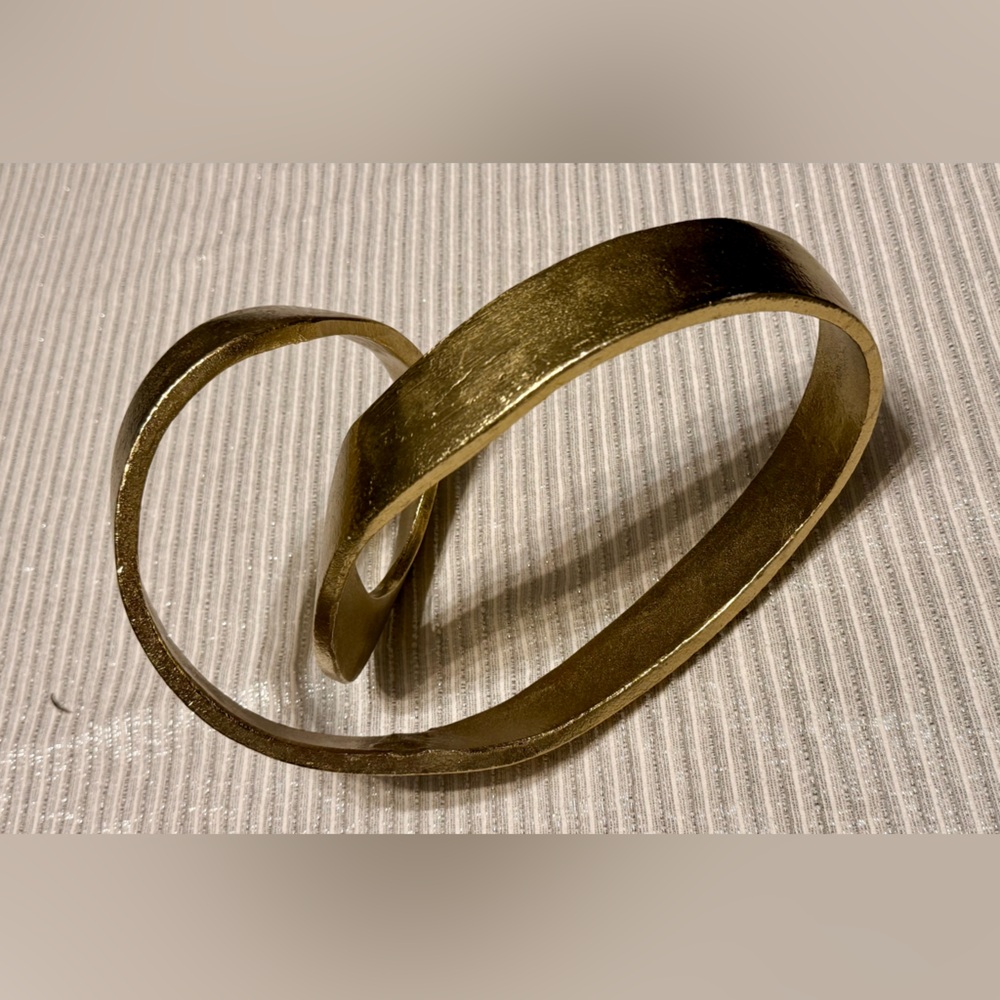 Metal Gold Colored Iron Ribbon Knot Art Sculpture Mid Century Modern - Picture 4 of 9